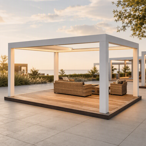 Pérgola Retráctil Motorizada <span class=keywords><strong>de</strong></span> Aluminio <span class=keywords><strong>con</strong></span> Sensor <span class=keywords><strong>de</strong></span> Lluvia, Luz RGB, Impermeable, Ecológica, Gazebo <span class=keywords><strong>de</strong></span> Jardín para Balcón - Product Image 2