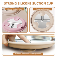 Assiettes à ventouse en silicone pour bébé, 9 pouces, multicolores, compartimentées, extra-larges, en silicone monobloc