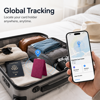 Portefeuille magnétique intelligent avec support en forme de A compatible avec Apple Find My et Google Find Hub pour iPhone, Samsung et Android