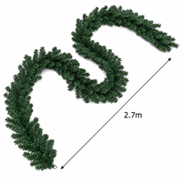 Guirlande de Noël artificielle en PVC de 2,7 m prête à être expédiée, en rotin PVC vert pour la décoration de la cheminée et des escaliers à la maison