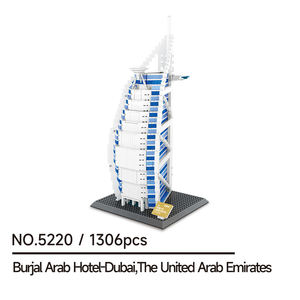Wange 5220, Hotel Burj Al Arab de Dubái, Famosas Atracciones Arquitectónicas del Mundo, Bloques de Construcción, Modelo de Ladrillos, Juego de Juguetes de Construcción - Product Image 6