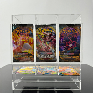 กล่องใส่การ์ด3ช่องสำหรับ Po kemon TCG yugiho การ์ดอะคริลิคบูสเตอร์แพ็ค - Product Image 1