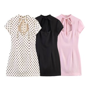 ZEVITY 2026 Primavera Elegante Abito Mini da Donna ZA a Maniche Corte con Colletto Quadrato e Lacci, Vestito Aderente con Cerniera in Vita - Product Image 2