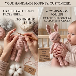 Jouet en Peluche au Crochet Fait Main Kawaii, Jouet Bébé Doux Tricoté, Animal Lapin en Crochet - Product Image 3