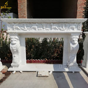 2024 nuevo diseño tallado <span class=keywords><strong>a</strong></span> <span class=keywords><strong>mano</strong></span> Beige mármol cabeza de león <span class=keywords><strong>chimenea</strong></span> - Product Image 5
