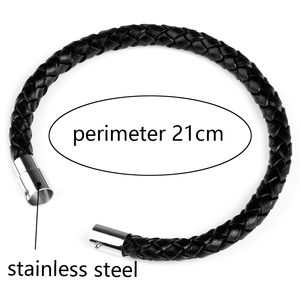 Bracciali in Vera Pelle Intrecciata con Chiusura in Acciaio Inossidabile e <span class=keywords><strong>Croce</strong></span> <span class=keywords><strong>Nera</strong></span> - Product Image 6
