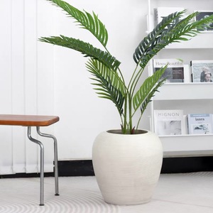 Pots de plantes ronds à nervures fines blancs mats, jardinières, pots en argile fibreuse pour arbres, légers, respirants, pour plantes <span class=keywords><strong>d</strong></span>'intérieur - Product Image 2