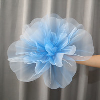 Grande fleur artificielle géante en organza, faite à la main, en tissu maillé, grande rose en soie pour la décoration de toile de fond de mariage et de fête