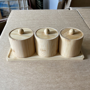 Bamboo Spice <b>Jar</b> Set 3Pcs Airtight Lid Solid Seasoning <b>Storage</b> <b>Kitchen</b> Condiment Container - Product Image 1