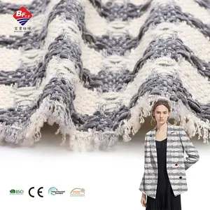 Custom Polyester Cotton Acrylic Metallic Women Coat Fabric Yarn Dyed Jacquard Woven Tweed Fabric For Coat