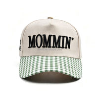 Gorra de Béisbol Unisex Personalizada con Doble Bordado Frontal, de Cinco Paneles, de Sarga, Ajustable, de Algodón Estructurado, con Cierre a Presión, OEM Mom Life