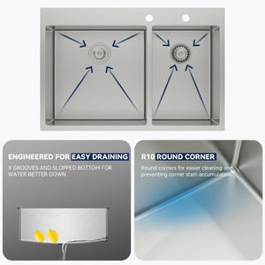 Fregadero Doble <span class=keywords><strong>de</strong></span> <span class=keywords><strong>Cocina</strong></span> Moderno <span class=keywords><strong>de</strong></span> Acero Inoxidable 304, Tabla <span class=keywords><strong>de</strong></span> Drenaje Multifuncional, Resistente a la Corrosión, Fácil <span class=keywords><strong>de</strong></span> Mantener para Uso Doméstico - Product Image 6