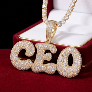 Colgante de Diamante Cultivado en Laboratorio con Nombre en Alfabeto 3D, Plata 925, 2 Quilates, VS1, Certificado IGI, Estilo Hip Hop Unisex, Precio de Fábrica, MOQ - Product Image 3