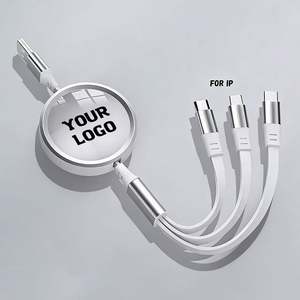 Cable de Carga Retráctil de Triple Puerto para Dispositivos Micro y USB C, de Silicona Plana, Ideal para Viajes, Regalo Promocional - Product Image 5