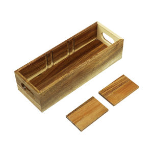 Brown Solid <strong>Wooden</strong> Boxes Desktop Decoration Wood <strong>Storage</strong> <strong>Box</strong> with Handle and Removable Partition - Product Image 4