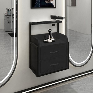 NEW Modern Gold <b>Wall</b> Mounted Salon Furniture Hair Salon Stations Equipment with Tool Storage <b>Cabinet</b> for Barber Shop - Product Image 6