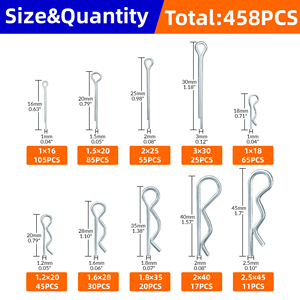 AIZESION 458PCS Silver Open Mouth Pin Galvanized Steel Hard Shell <strong>Connection</strong> Stainless Steel One <strong>Word</strong>+R-Type Standard Series - Product Image 3