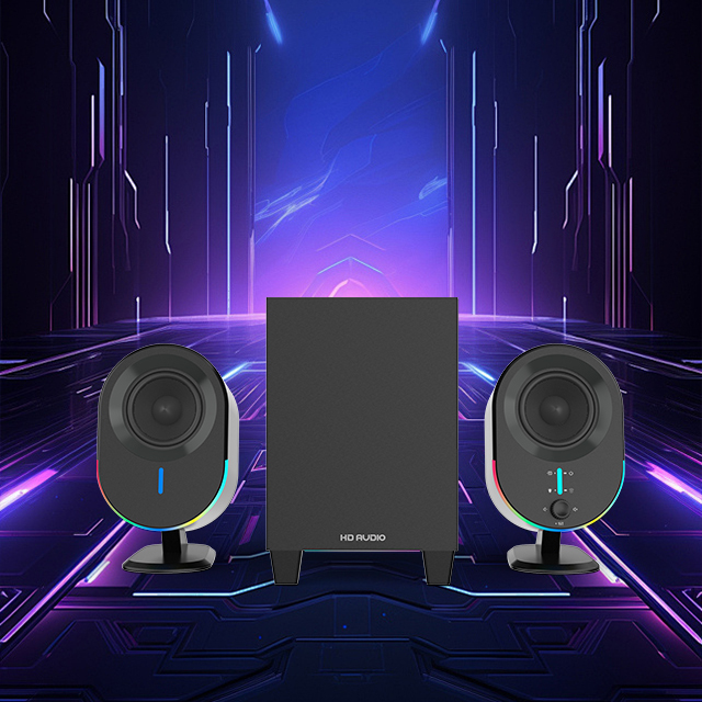 2.1 Channel Gaming Speaker Subwoofer RGB LED Lights PC Stereo Sound Deep Bass USB Factory Wholesale Customized