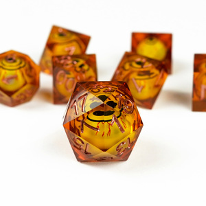 Jeu de dés Dragon Eye RPG Sharp Edge Liquid Core Resin Handmade Cat Eye DND Dice Set with Gift Box 7 PCS for Role Playing - Product Image 1