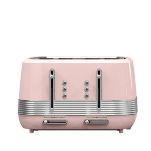 Tostador Eléctrico <span class=keywords><strong>Vertical</strong></span> de 4 Rebanadas de Pan con Logotipo Personalizado Retro Pop Up Burger Bun Slot Pink - Product Image 1