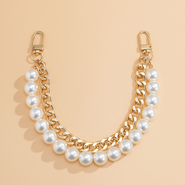 Trendy Pearl Purse Chain Handbag Straps Metal Bag Chains Crossbody Bag Handle Replacement Decorate Mini Hand Bags for Key Chains