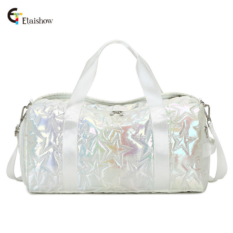 Silver white glitter star travel bag