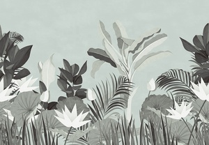 วอลเปเปอร์ลายต้นไม้สีเขียวแบบกำหนดเอง YKWS 029 วอลเปเปอร์ศิลปะไทยสมัยใหม่ กันน้ำ ลายภาพวาดทรอปิคอล สำหรับตกแต่งร้านอาหาร - Product Image 6