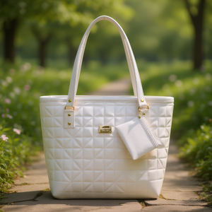 Sensacional Bolso de Mano Blanco para Mujer Fana, Diseño de Rejilla de Diamantes, Pedrería Metálica, Bolso de Lujo para Boda, Gran Capacidad - Product Image 2