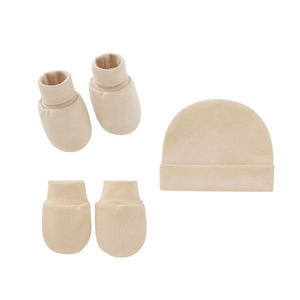 3 buah sarung tangan bayi Anti goresan, topi sarung tangan katun, <span class=keywords><strong>Set</strong></span> penutup kaki Logo baru, topi kaus kaki - Product Image 3