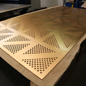 Vente en gros d'usine, feuille de laiton perforée dorée, plaque perforée ultra-fine, taille personnalisée, couleur vive, certifiée ISO9001 ROHS - Product Image 1