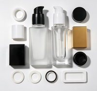 Flacon carré en verre givré transparent pour lotion, essence et fond de teint liquide