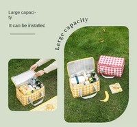 Sac de pique-nique de grande capacité pour l'extérieur, tapis de pique-nique, panier de pique-nique de camping, sac de préparation de repas portable pour les voyages, sac à déjeuner bento
