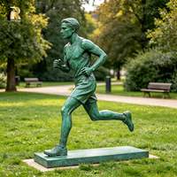 Statue de bronze grandeur nature d'un homme courant RELONG, sculpture personnalisée pour parc public extérieur
