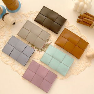 Korean style minimalist PU leather woven card <b>holder</b>, mini lightweight ins style, new style women's student <b>ID</b> card <b>holder</b> - Product Image 1