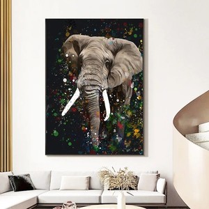 Toutes sortes d'animaux Décoration d'image colorée Art abstrait Toile murale Éléphants, taureaux, <span class=keywords><strong>chatons</strong></span>, chevaux Peinture à l'huile animale - Product Image 3
