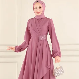 MOTIVE FORCE Made in China muslim fashion abaya dubai kaftan dress designs crew neck affordable casual dresses for muslim women