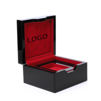 Scatola Regalo Personalizzata in Carta Rigida Nera Lucida Ecologica con Fodera in Velluto Rosso, Confezione di Lusso per Orologi