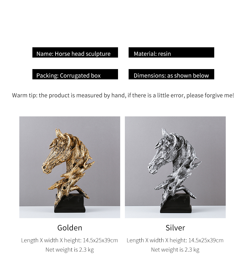 Hot selling retro home living room decoration art crafts horse head sculpture
