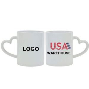 Taza de Café de Cerámica Blanca de 11 oz para Sublimación, con Asa en Forma de Corazón, Venta al Por Mayor desde Almacén en EE. UU. - Product Image 1