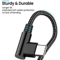 Câble USB C vers USB C 60W PD à charge rapide, cordon de données Type C à angle droit de 90 degrés pour téléphone de jeu, charge rapide 3.0