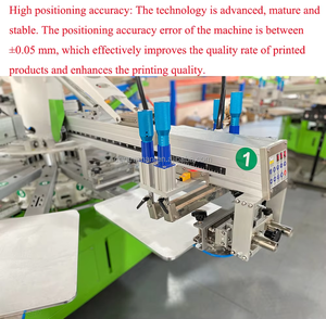 Équipement de sérigraphie, machines automatiques de sérigraphie textile à quatre couleurs avec <span class=keywords><strong>dix</strong></span> tables pour l'impression sur vêtements - Product Image 4