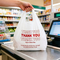 Sac en plastique HDPE personnalisé avec poignées pour courses, supermarché, épicerie, type T-shirt