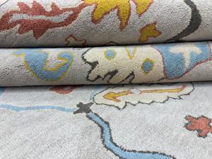 Alfombra de Lana Anudada a Mano, Diseño Floral Azul Claro, Hecha a Mano en India, Antiestática, de Pelo Alto, Lavable, Ecológica, para Dormitorio o Sala de Estar - Product Image 4