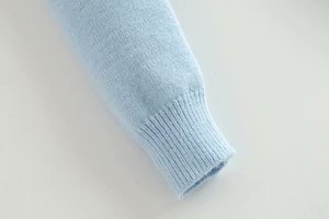 Cardigan in Cotone Azzurro OEM per Donna, 12GG, Scollo a V, Bottoni, Design Casual, <span class=keywords><strong>Maglia</strong></span> Corta per Ragazze - Product Image 5