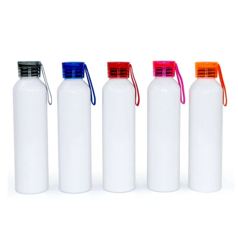 Maikesub-botella deportiva de aluminio para agua, botella de agua de 20oz, con tapa, con cordón, sublimación