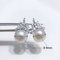2026 Luxuriöse AAAAAA-Qualität 8-9mm Weiße Natürliche Süßwasser-Brotperlen-Ohrstecker 925 Sterling Silber Ice Queen Kollektion