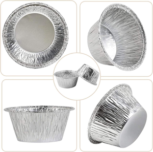 Moules à cupcakes et muffins jetables en aluminium PET de qualité alimentaire, avec couvercles, en feuille d'aluminium argentée, pour la cuisson de puddings, crèmes brûlées et œufs. - Product Image 2