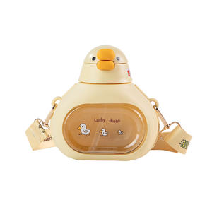 Nouveau Design <span class=keywords><strong>Kawaii</strong></span> 650ml Portable Duck Gym Bouteille D'eau En Plastique Sans BPA Sippy <span class=keywords><strong>Gourde</strong></span> avec Sangle pour Enfants - Product Image 4