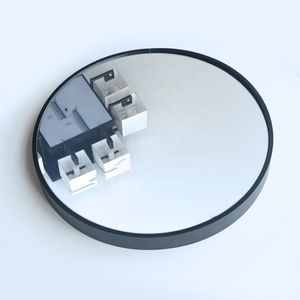 Fabricant concepteur long mur de salle de bains en aluminium argent rond noir encadré miroir - Product Image 6