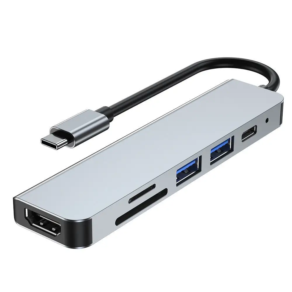 USB C Hub 6 Port 6 em 1 alta velocidade HDTV USB 3.0 Tipo C e TF leitor de cartão